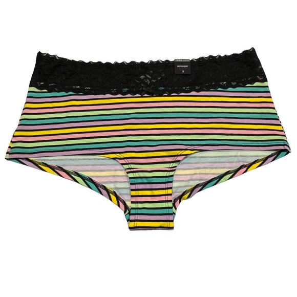 torrid Other - NWT TORRID Boyshort Pantie 2X Black Lace Multicolor Jersey Stripes